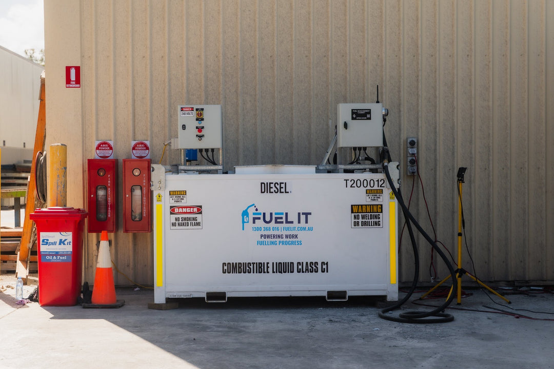 Fuel It BOX 2,250 litre self bunded diesel tank with fuel management cabinet at the Civilcast depot