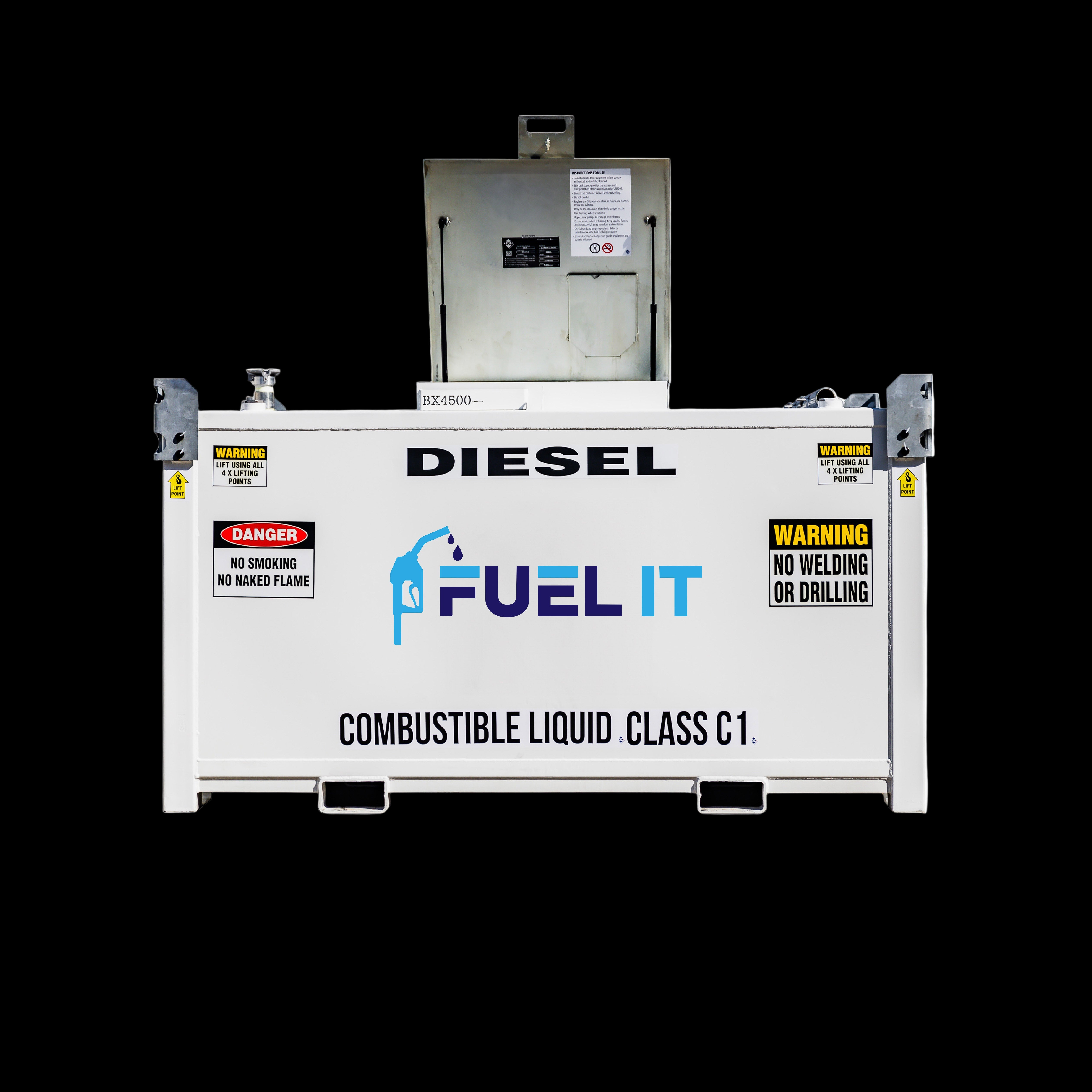 Fuel Shutterbox Fuel It BOX 4500L — 100 LPM 240 V Pro Diesel Tank with Joyquip Radar
