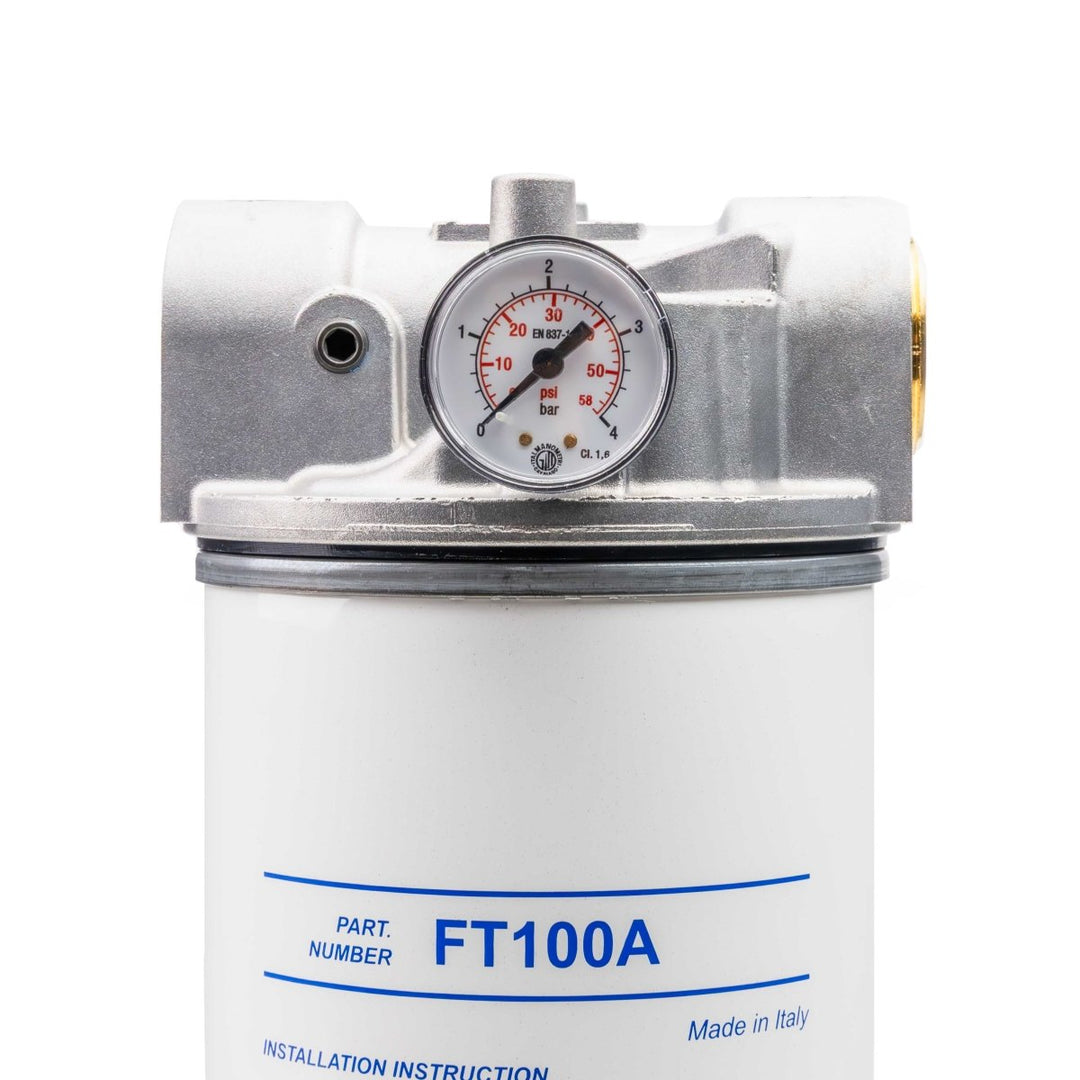 ADAM BY PIUSI Filter DN32 (1.25") BSP F 100lpm with Pressure Gauge Particulate and Water Removal - GO Industrial - FT10XA