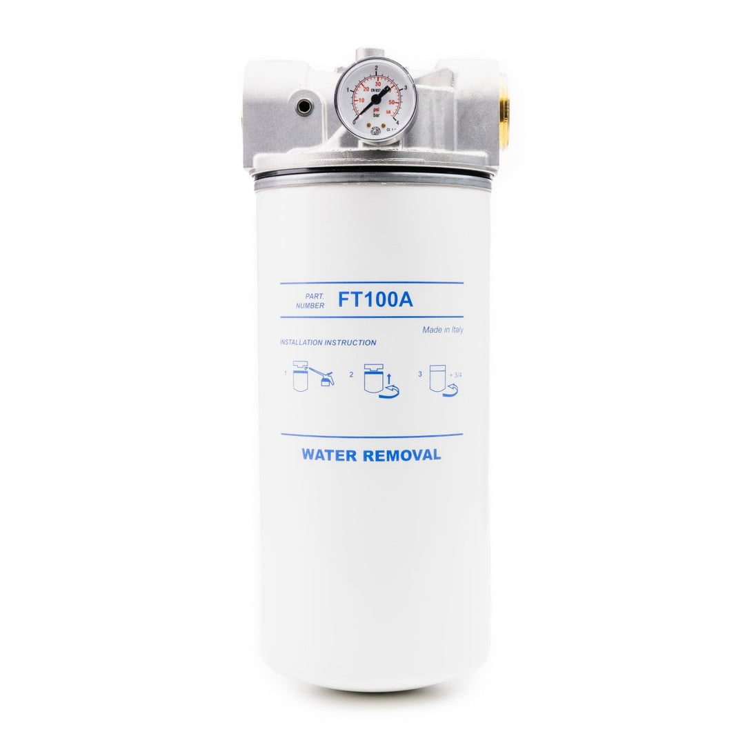 ADAM BY PIUSI Filter DN32 (1.25") BSP F 100lpm with Pressure Gauge Particulate and Water Removal - GO Industrial - FT10XA