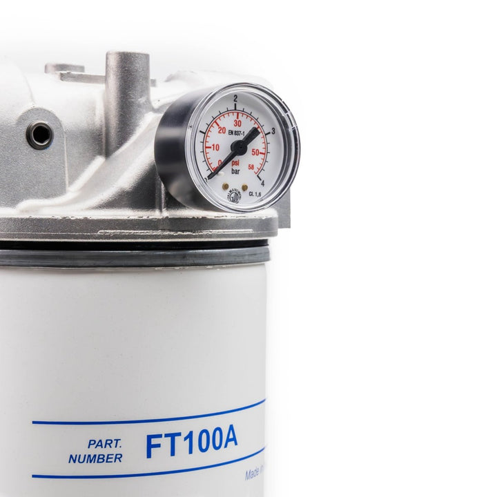 ADAM BY PIUSI Filter DN32 (1.25") BSP F 100lpm with Pressure Gauge Particulate and Water Removal - GO Industrial - FT10XA